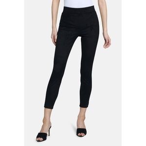 L'AGENCE Lamb Leather Suede Black Pull On Capri Pants Leggings